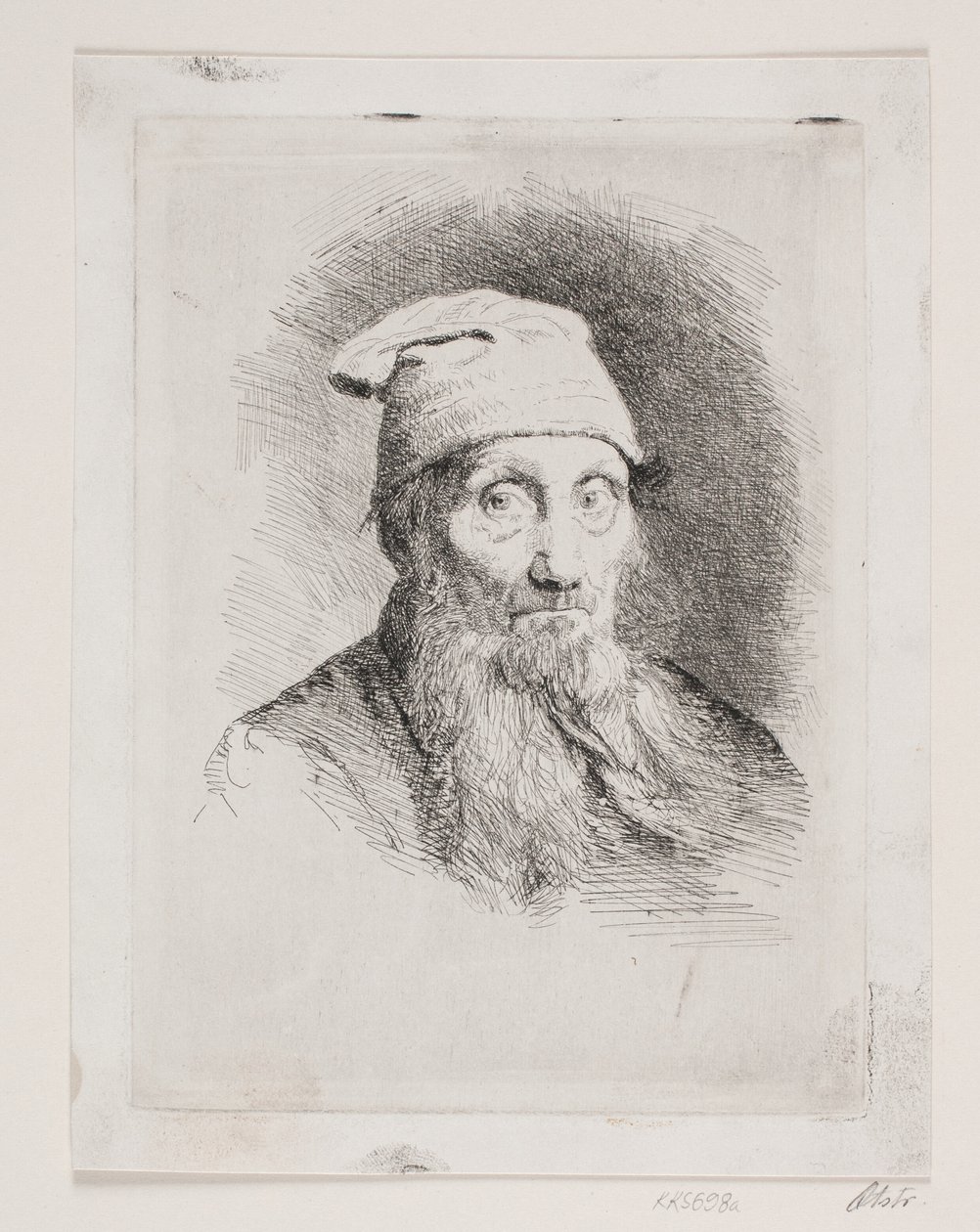Şapkalı yaşlı bir adam. büstü resmi by Carl Bloch