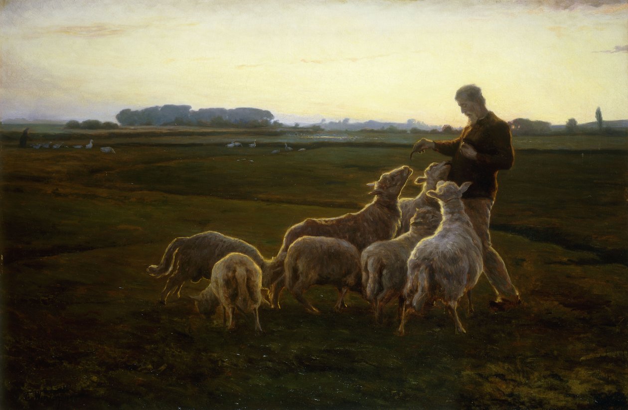 Ötesinde Kazlarla Bir Çoban ve Koyunu, 1896 by Carl Christian Ferdinand Wentorf