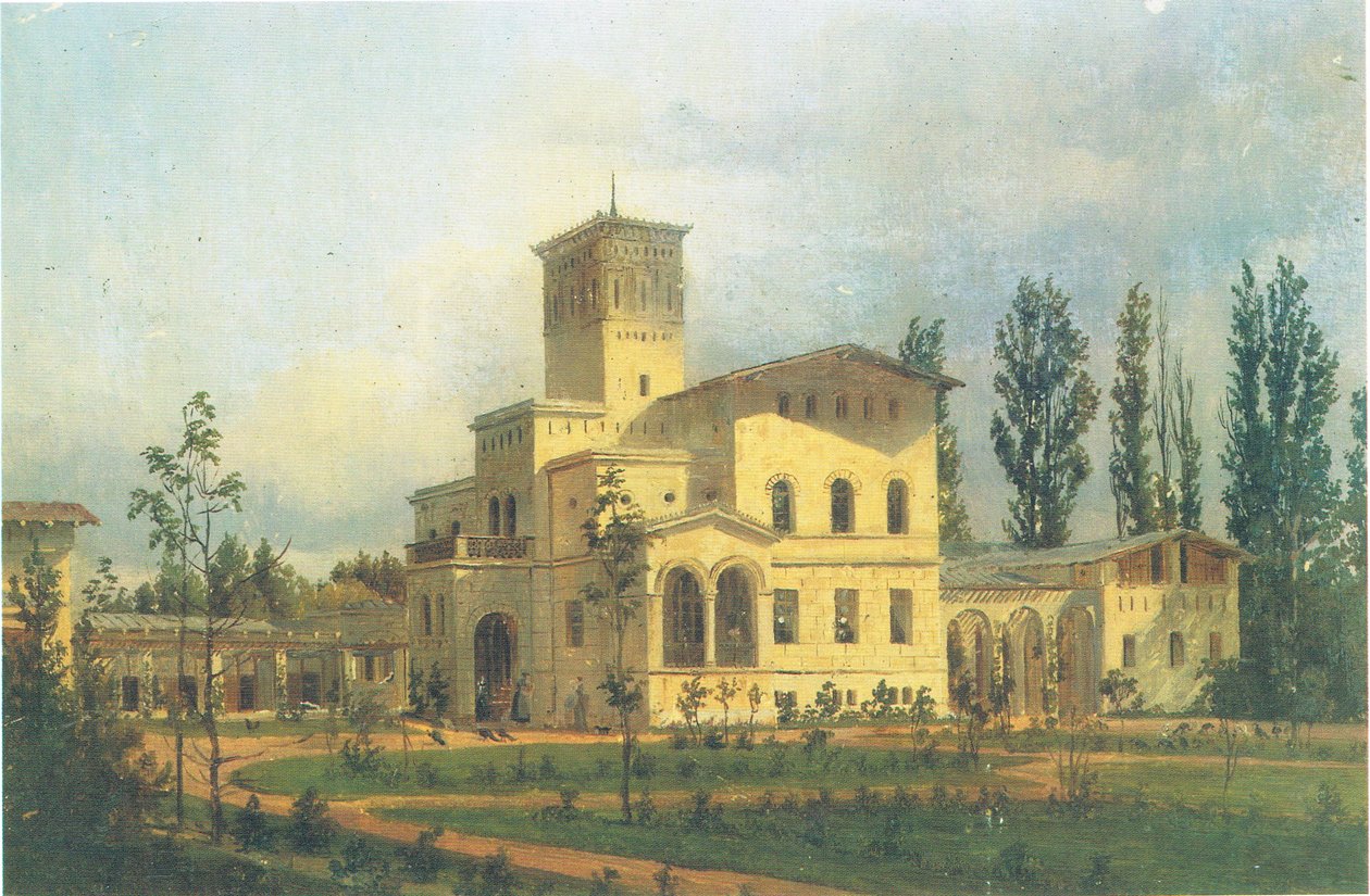 Schloss Charlottenhof yakınındaki sülün binasına bakış by Carl Daniel Freydanck