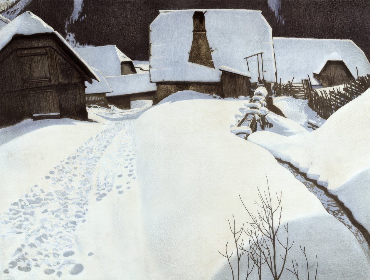 Kışın çiftlik evi by Carl Ederer