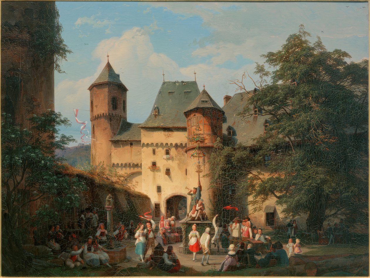 Bir kalenin ön avlusunda festival sahnesi by Carl Engel von Rabenau