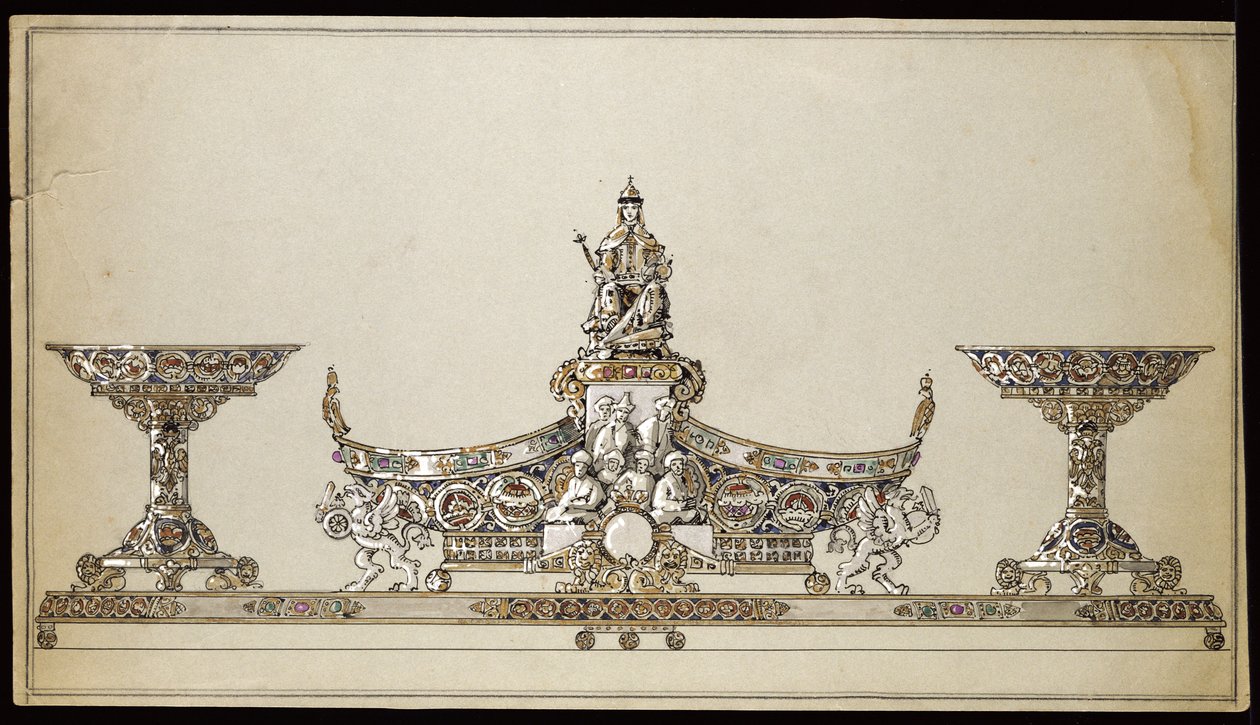 Gümüş oval şekilli sepet çizimi, Carl Faberge Evi by Carl Fabergé