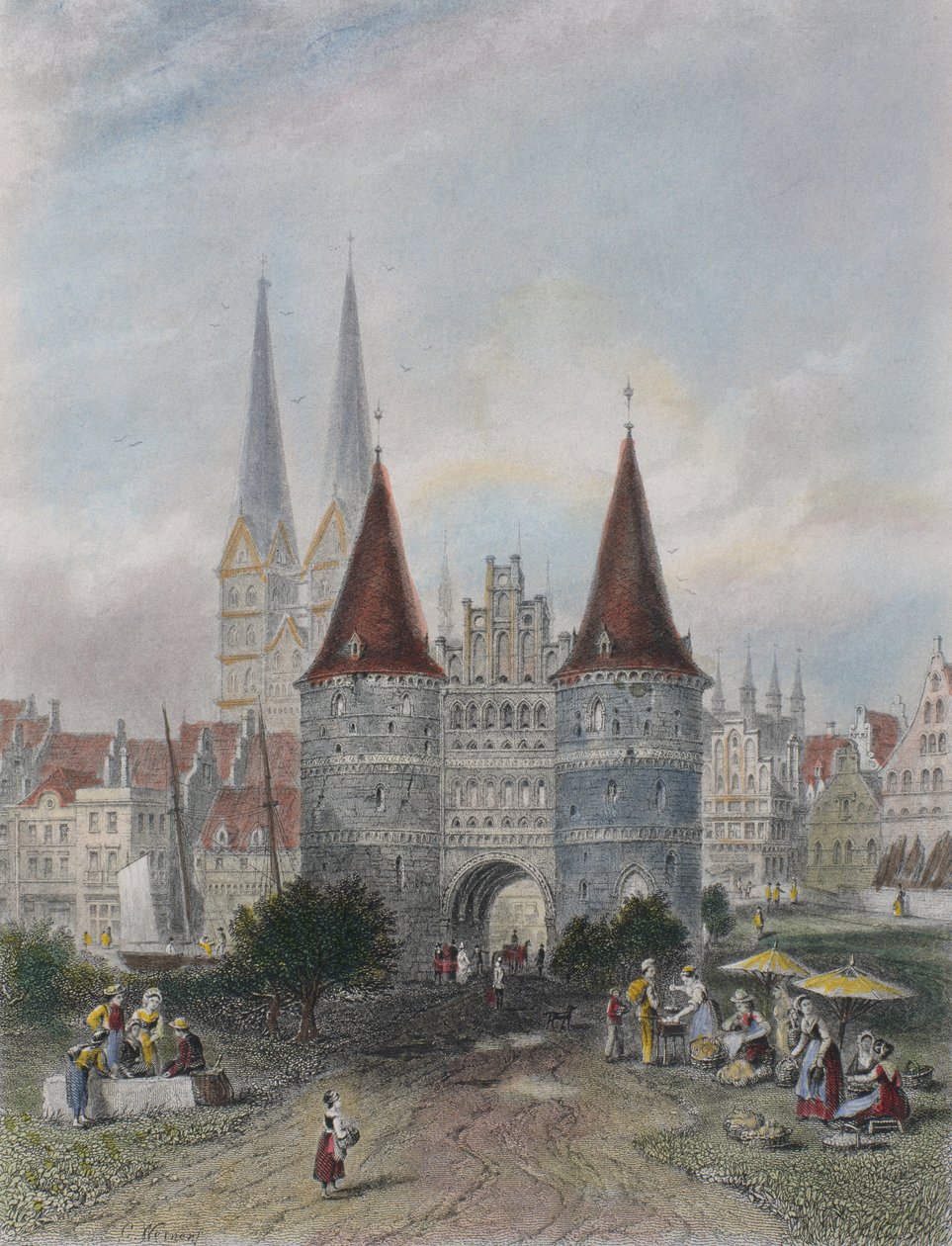 John Godfrey (1817-89) tarafından oyulmuş Lübeck