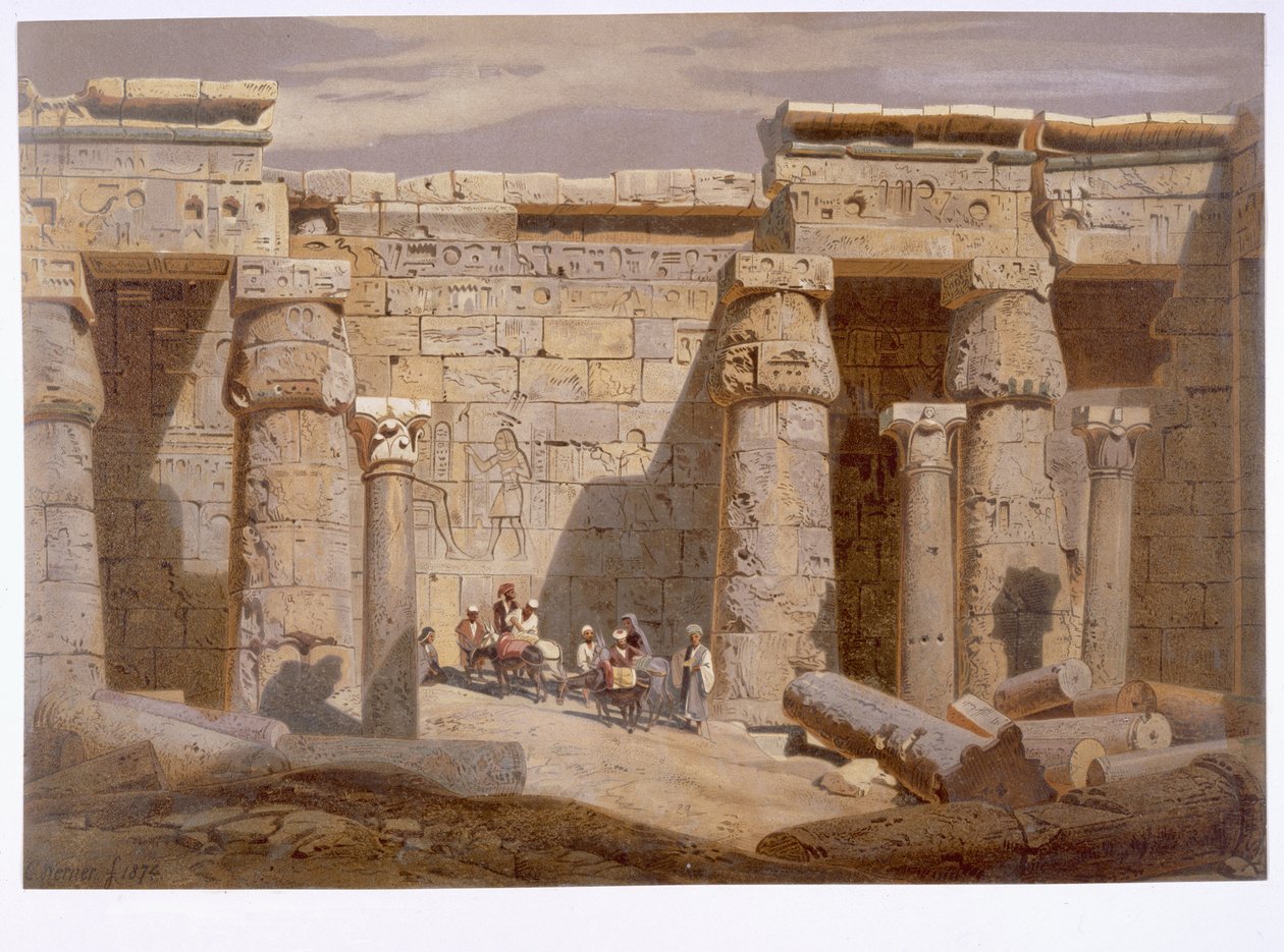 Van Medinet Tapınağı, Teb, 1874 by Carl Friedrich Heinrich Werner