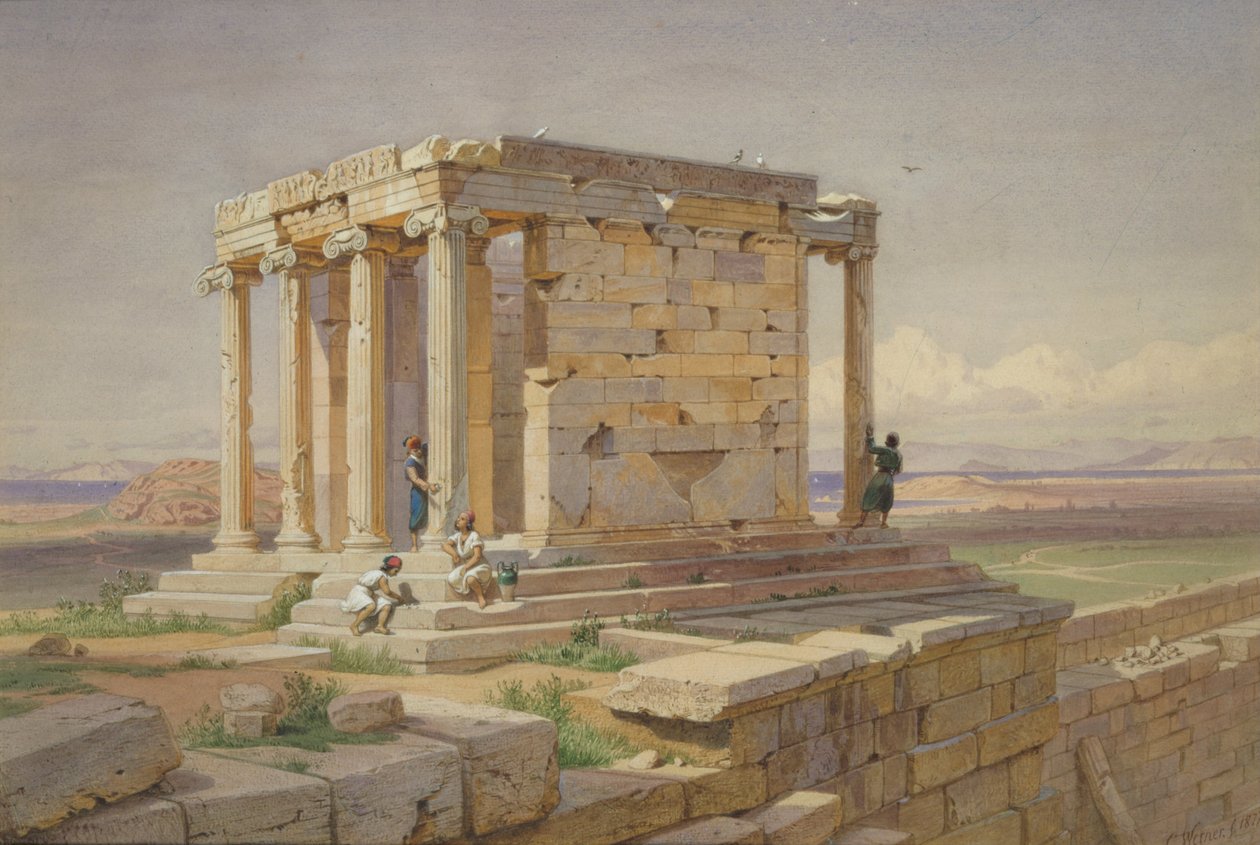 Athena Nike Tapınağı. Kuzeydoğudan görünüm, 1877 by Carl Friedrich Heinrich Werner