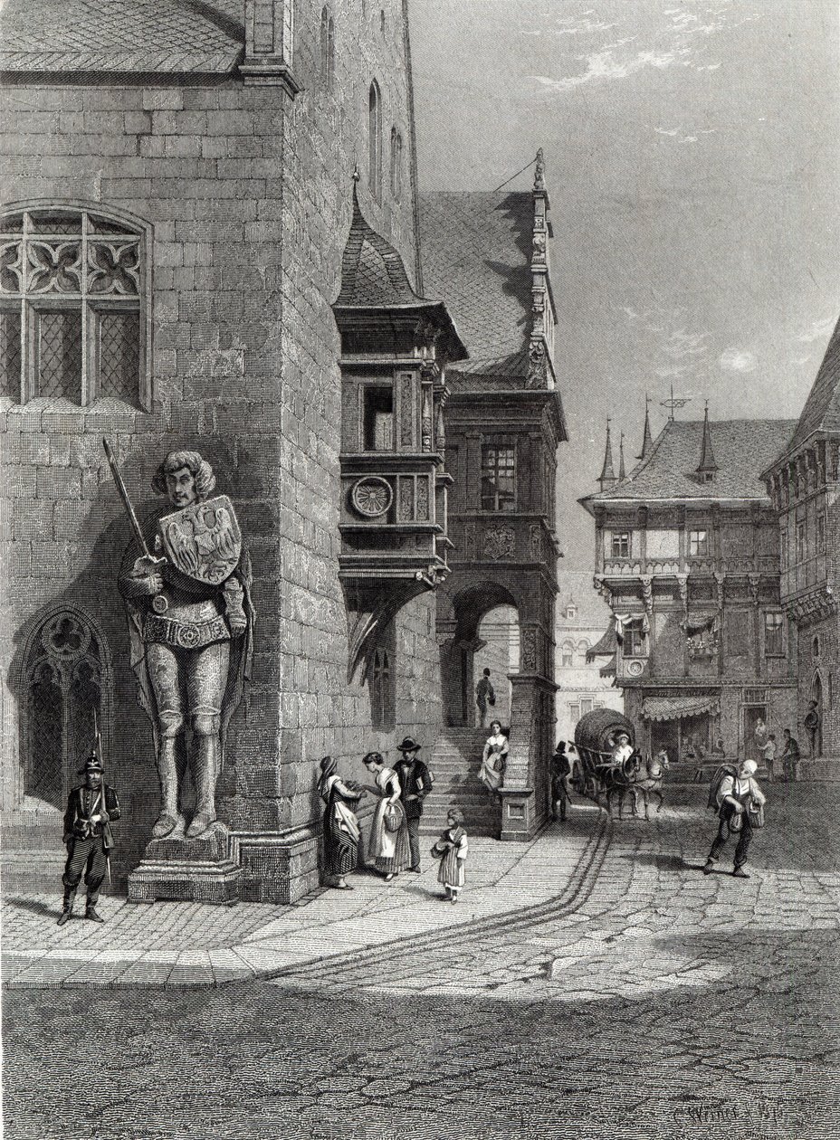 Belediye Binası, Halberstadt, E. Joubert tarafından oyulmuş, Cassell & Company Ltd tarafından basılmış (gravür) by Carl Friedrich Heinrich Werner