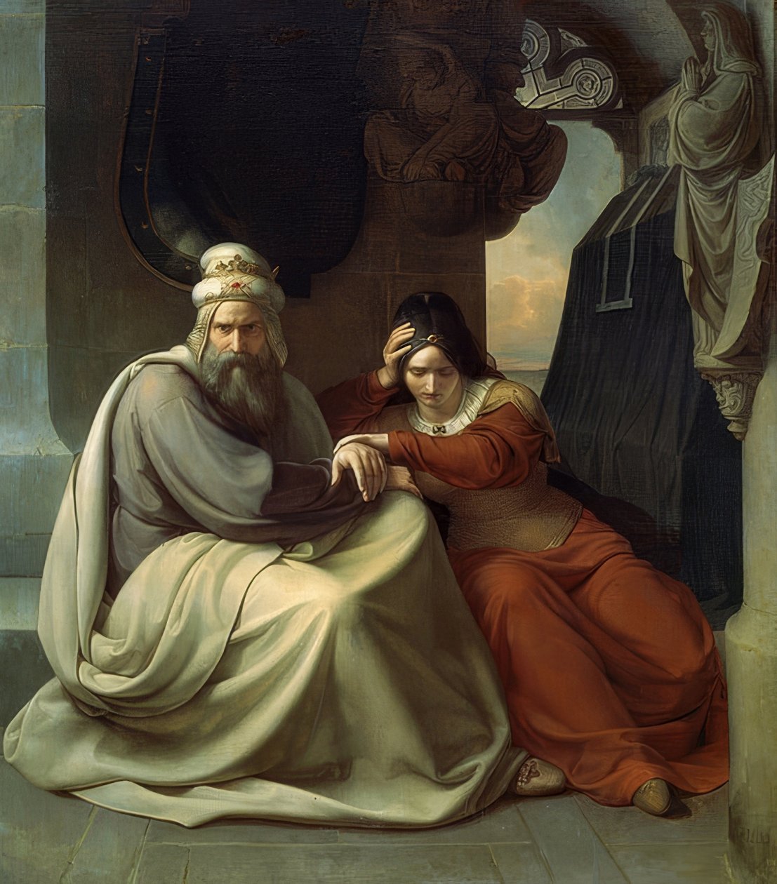 Kederli kraliyet çifti. 1830 by Carl Friedrich Lessing