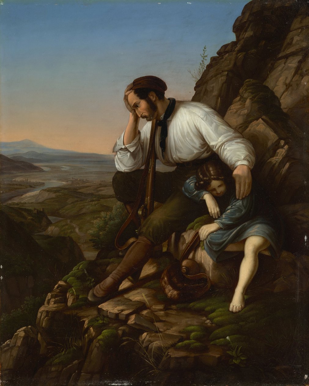 Uyuyan çocuğuyla soyguncu by Carl Friedrich Lessing