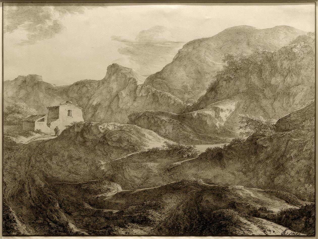 Geyik ile manzara, Kuzey Karolina, c.1820 (kağıt üzerinde grafit üzerine wc ve guaj)ki by Carl Friedrich von Rumohr