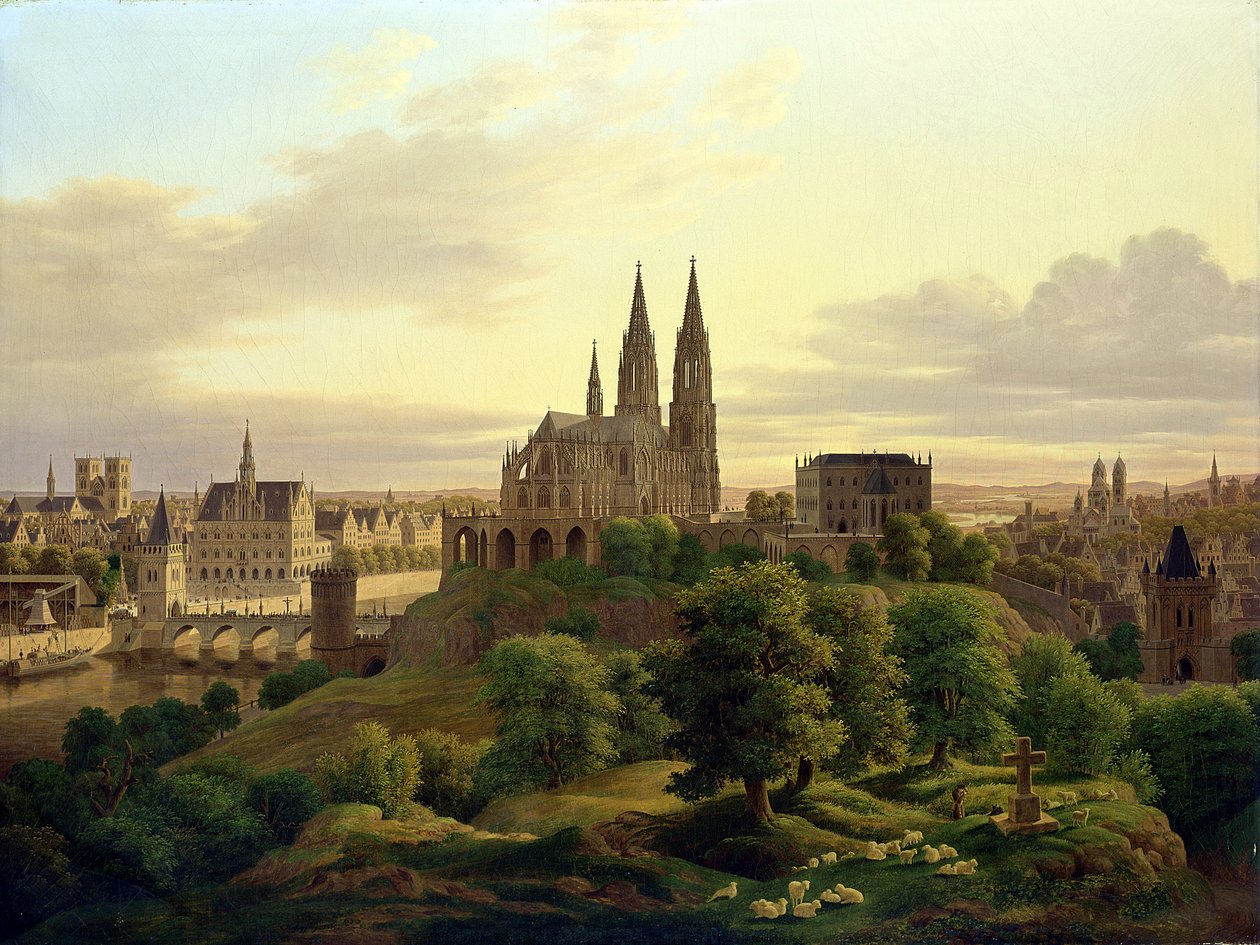 A Medieval Town in 1830, 1830  by Carl Georg Adolph Hasenpflug