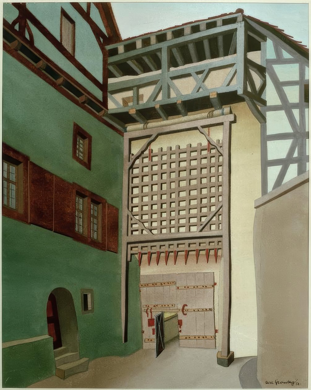 Harburg (Wörnitz), parmaklıklı kale kapısı by Carl Grossberg
