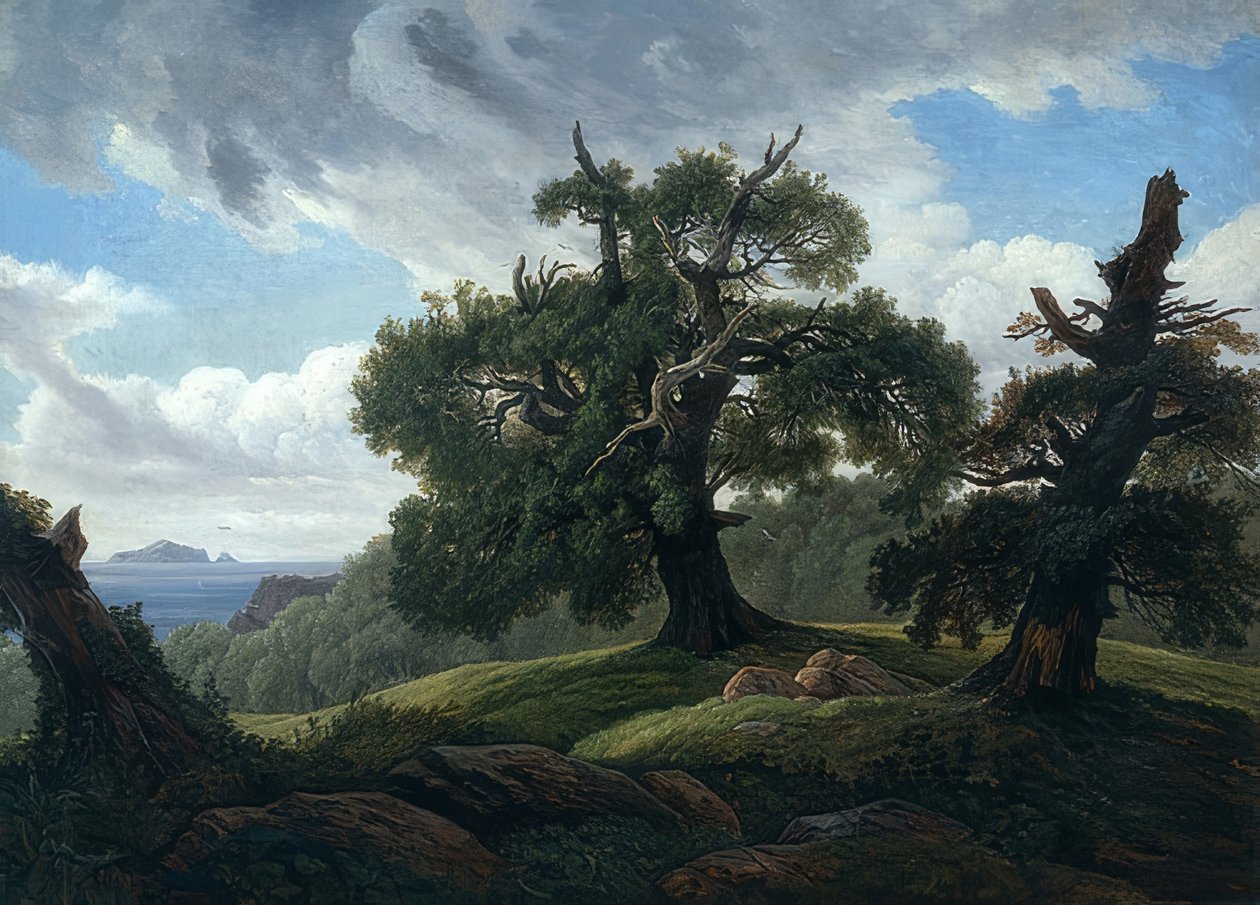 Deniz kenarında meşe ağaçları. 1835 by Carl Gustav Carus