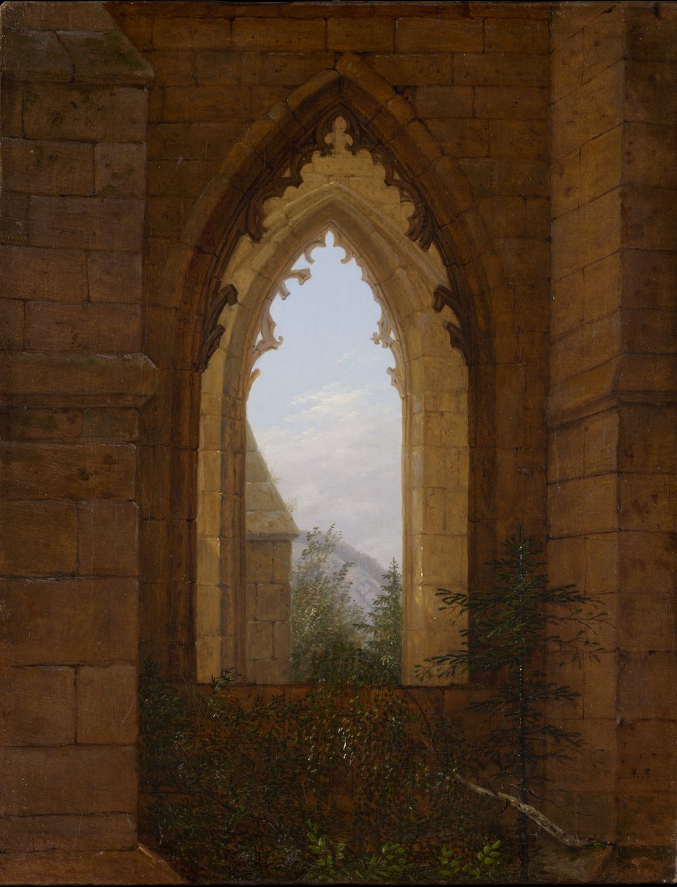 Oybin manastırının kalıntılarındaki gotik pencere by Carl Gustav Carus
