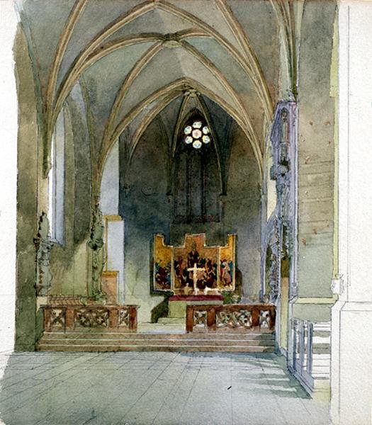 Bir Kilise İçi (kağıt üzerine sulu boya) by Carl Haag