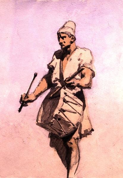 Evlilik Töreninde Bir Davulcu, Kahire (kağıt üzerine suluboya) by Carl Haag