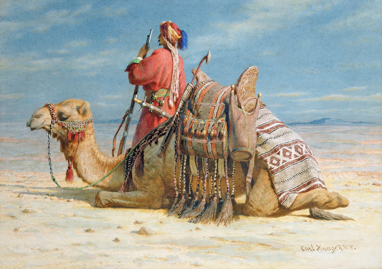 Bir Göçebe ve Çölde Dinlenen Devesi, 1874 by Carl Haag