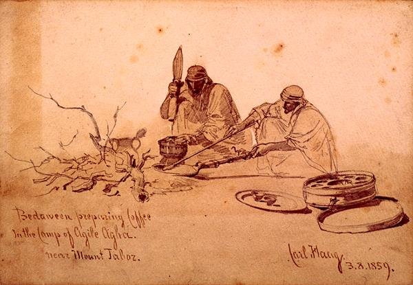 Jaboz Dağı yakınlarındaki Çevik Ağa Kampında Kahve Hazırlayan Bedeviler by Carl Haag