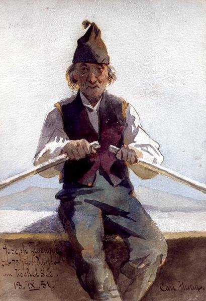 Bir Kürekli Teknede Joseph Zwenger, Bavyera Highlands by Carl Haag