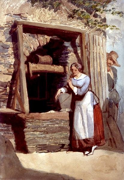 Bir Kuyunun Yanında Hayranı Bakarken Bir Hanımın İncelenmesi by Carl Haag