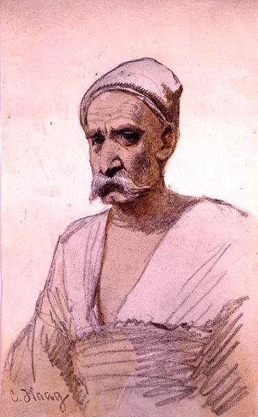 Bir Mısır Figürü Çalışması (kağıt üzerine kurşun kalem ve sulu boya) by Carl Haag