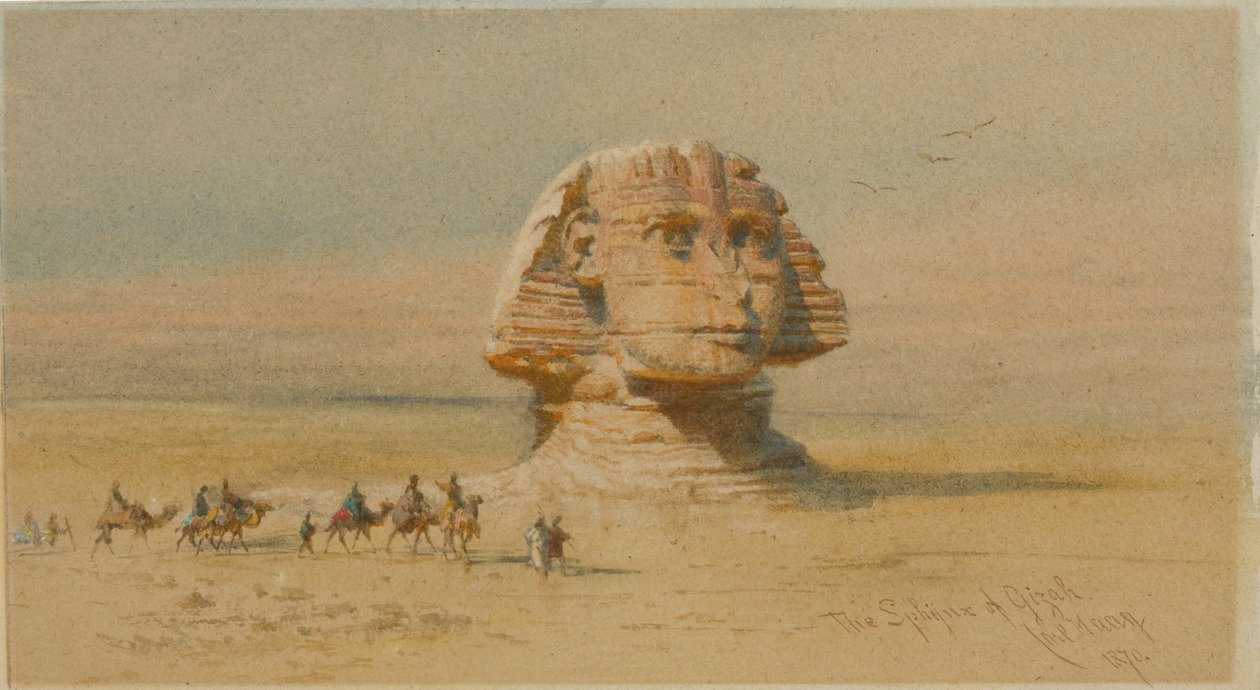 Giza Sfenksi (kağıt üzerine sulu boya (gemiye yapıştırılmıştır)) by Carl Haag