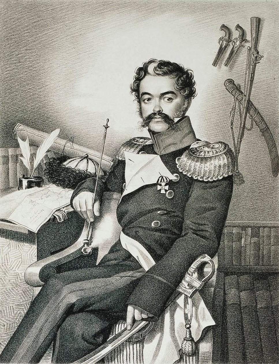 Denis Davydov'un portresi 1784-1839, asker ve şair, 19. yüzyılın başlarında. by Carl Hampeln von