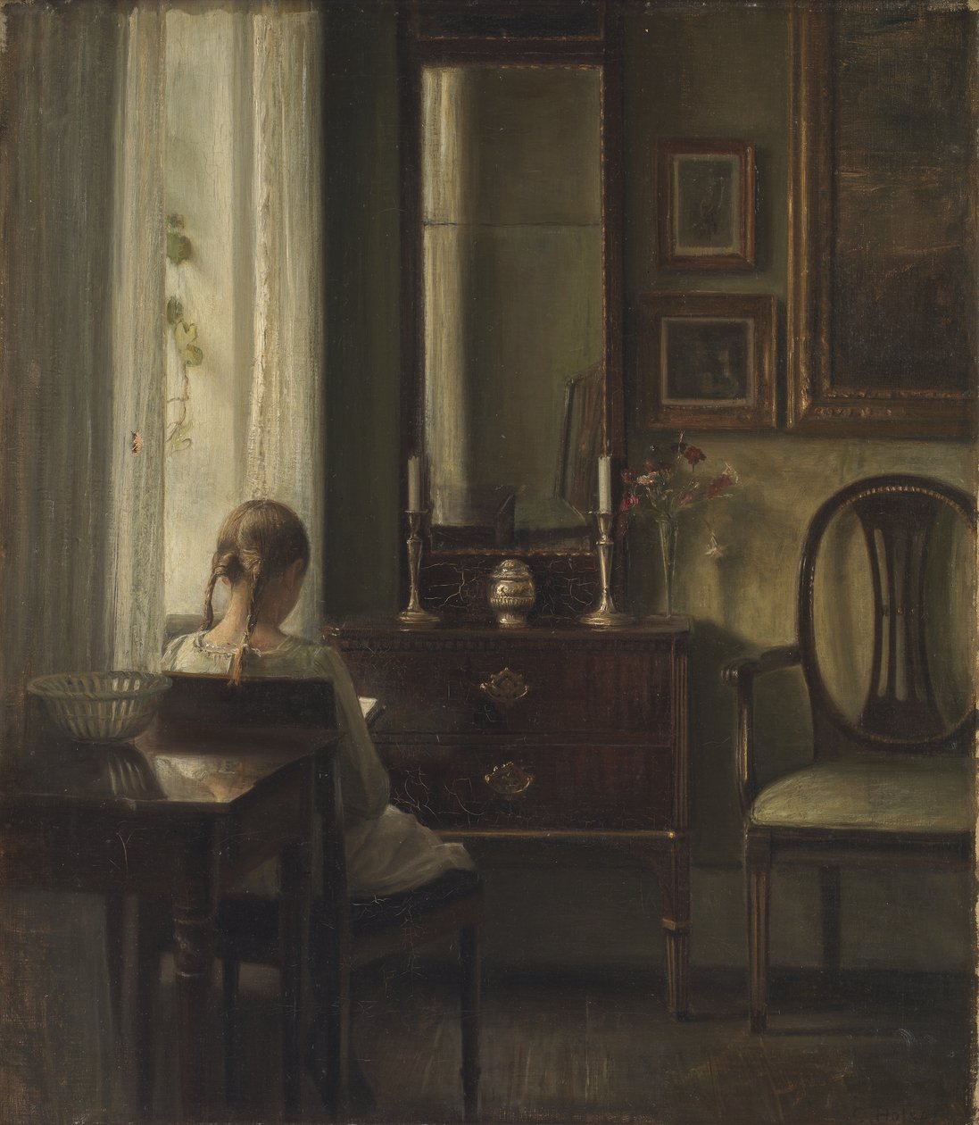 Bir Kız Okuma ile İç by Carl Holsoe