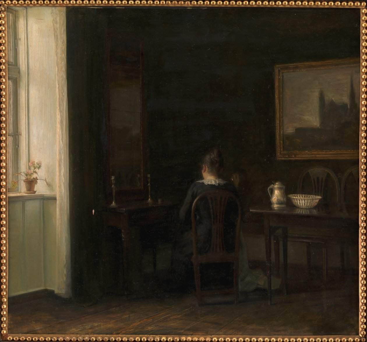 Sanatçının Karısı Emilie Heise ile İç Mekan by Carl Holsoe
