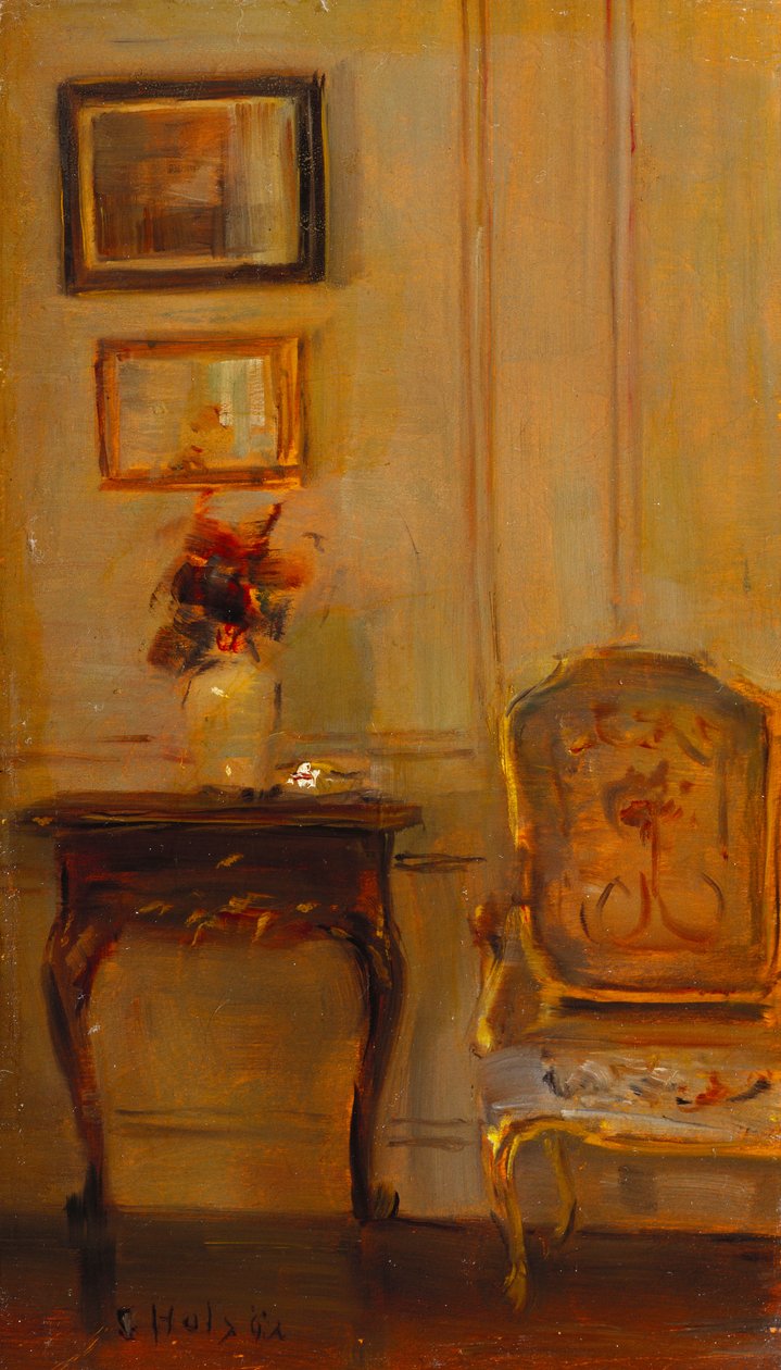 A Çizim Odası İçi (panelde yağ) by Carl Holsoe