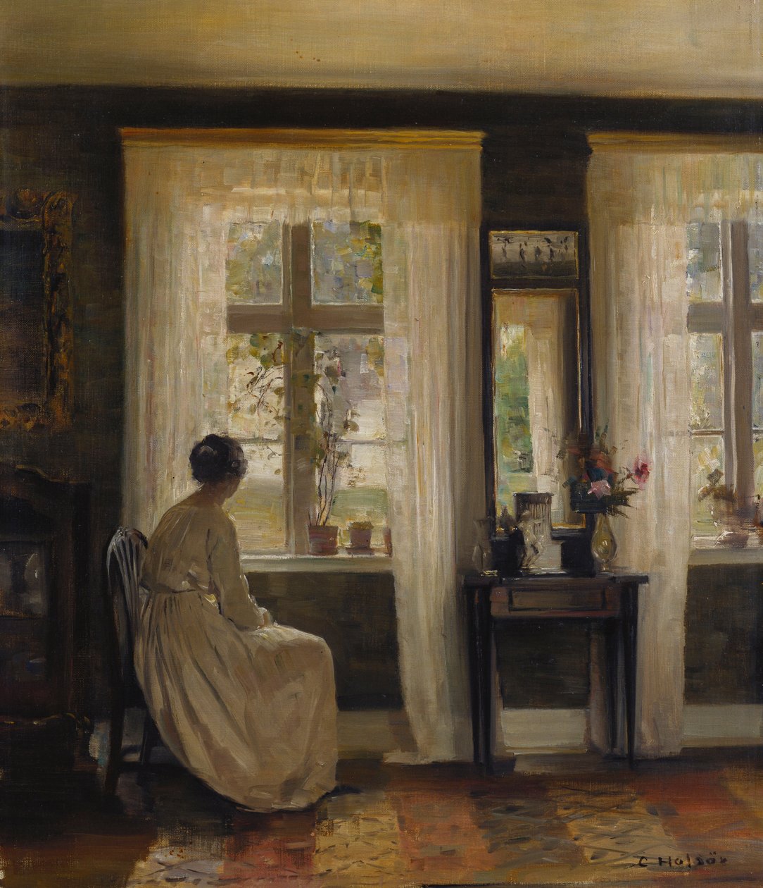 İç Mekanda Bir Hanım (tuval üzerine yağlı boya) by Carl Holsoe