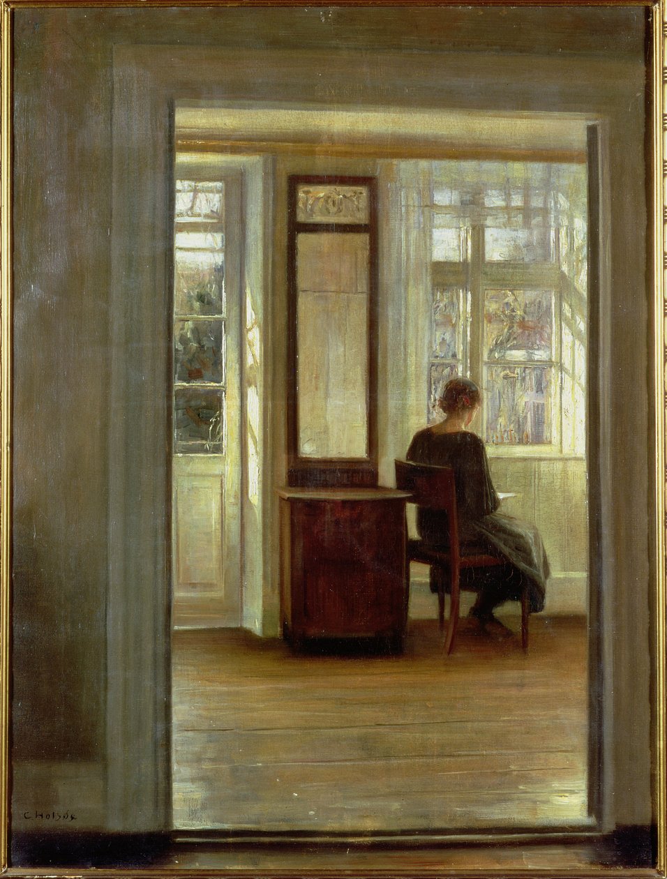 İç Mekanda Bir Hanım (tuval üzerine yağlı boya) by Carl Holsoe