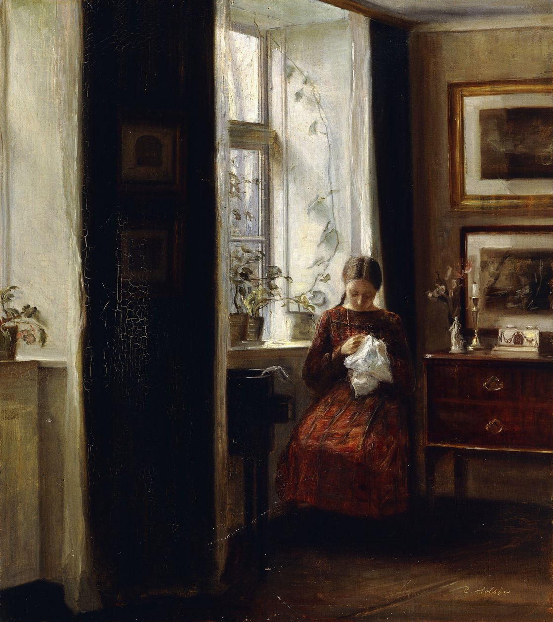 Genç Kız Dikiş by Carl Holsoe