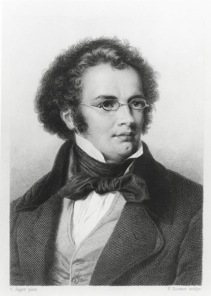 Portrait of Franz Schubert (1797-1828) engraved by H. Roemer   by Carl Jaeger