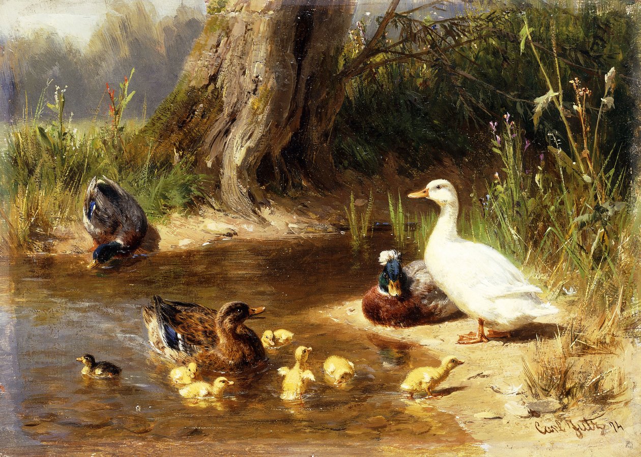 Su Kenarındaki Ördekler, 1874 by Carl Jutz