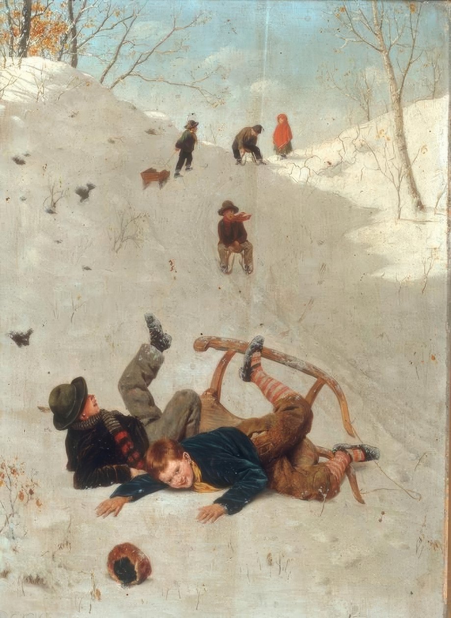 kızak yapan çocuklar by Carl Kronberger
