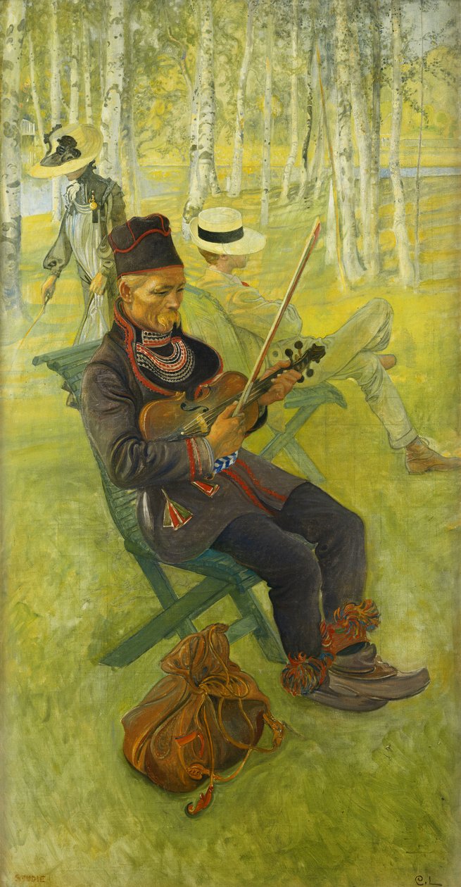 Bir Laponyacı; Lapp Spelender Keman, 1910 by Carl Larsson