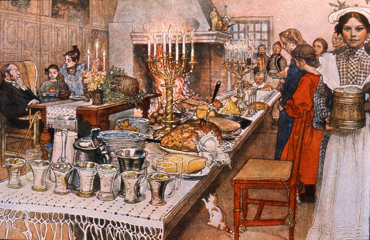 İsveç'te Noel Arifesi yemeği, 20. yüzyılın başları (resim) by Carl Larsson