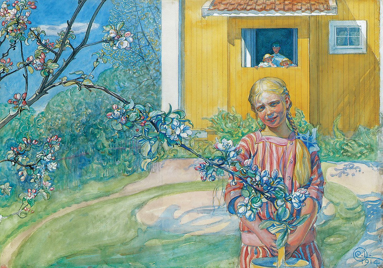 Elma Çiçeği Olan Kız, 1914 by Carl Larsson