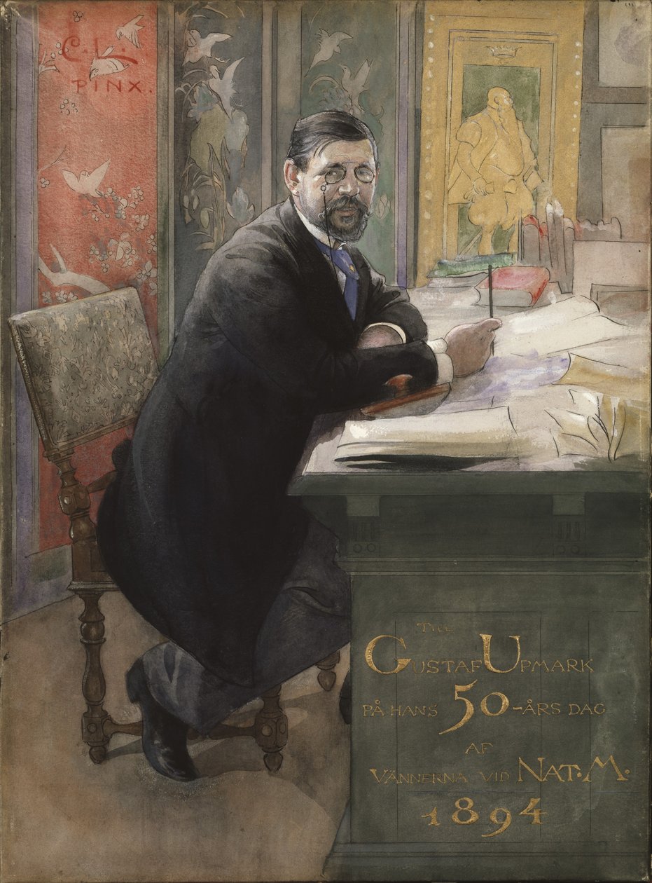 Gustaf Upmark, 1894 (kağıt üzerinde wc ile kalem ve mürekkep) by Carl Larsson