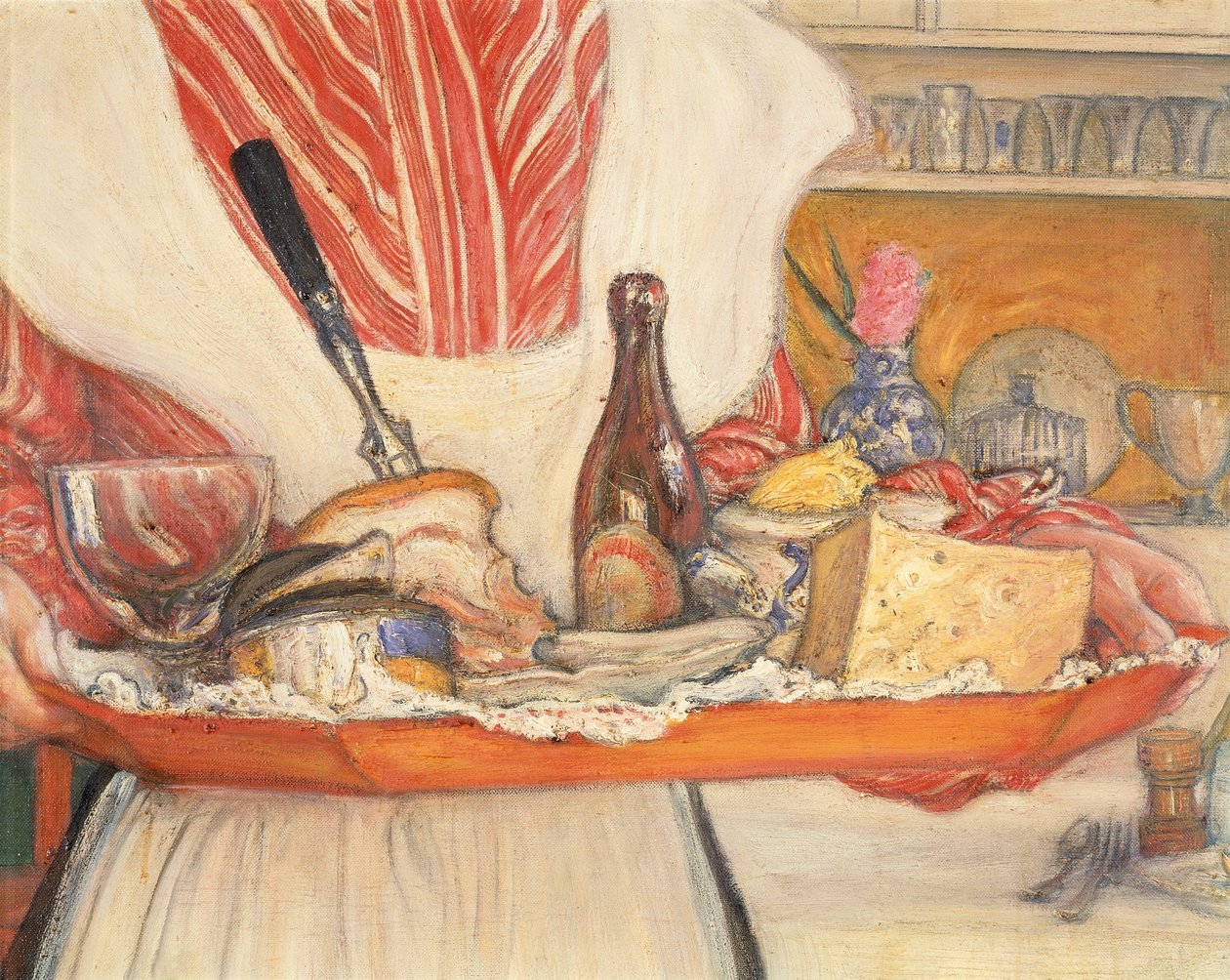 Hizmetçi, kahvaltı tepsisi, detay by Carl Larsson
