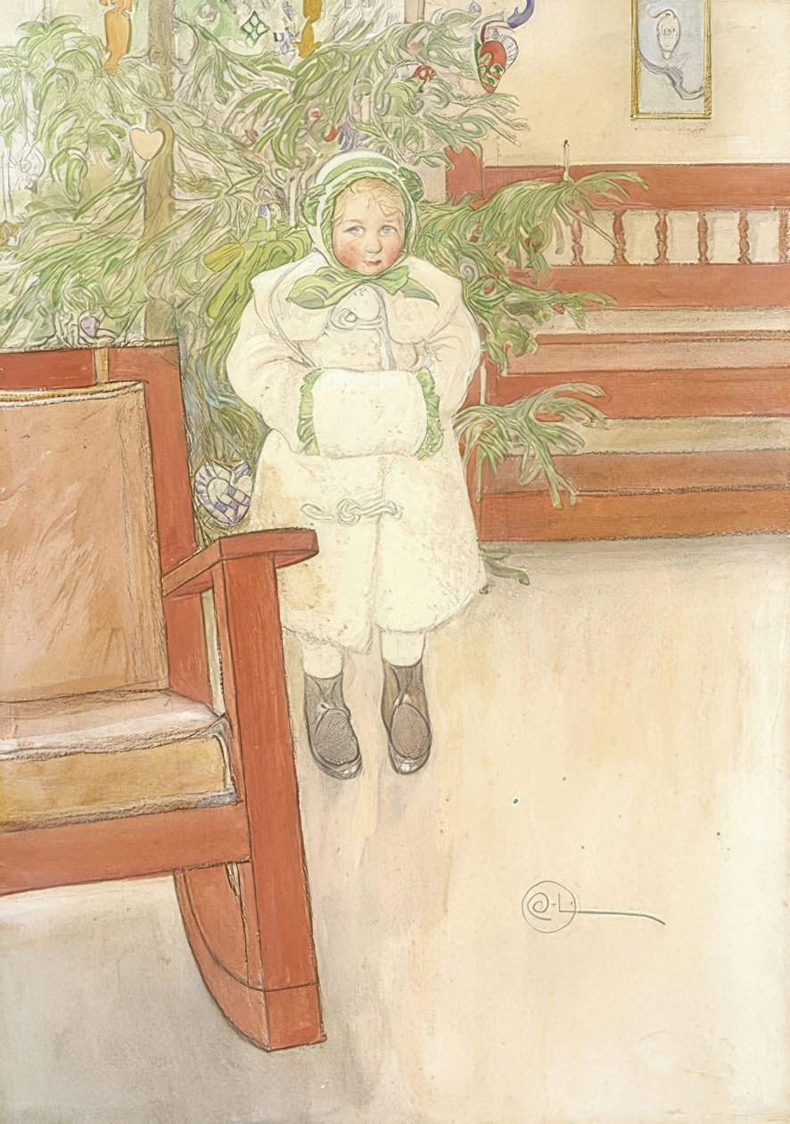 Kız ve sallanan sandalye. 1907 by Carl Larsson