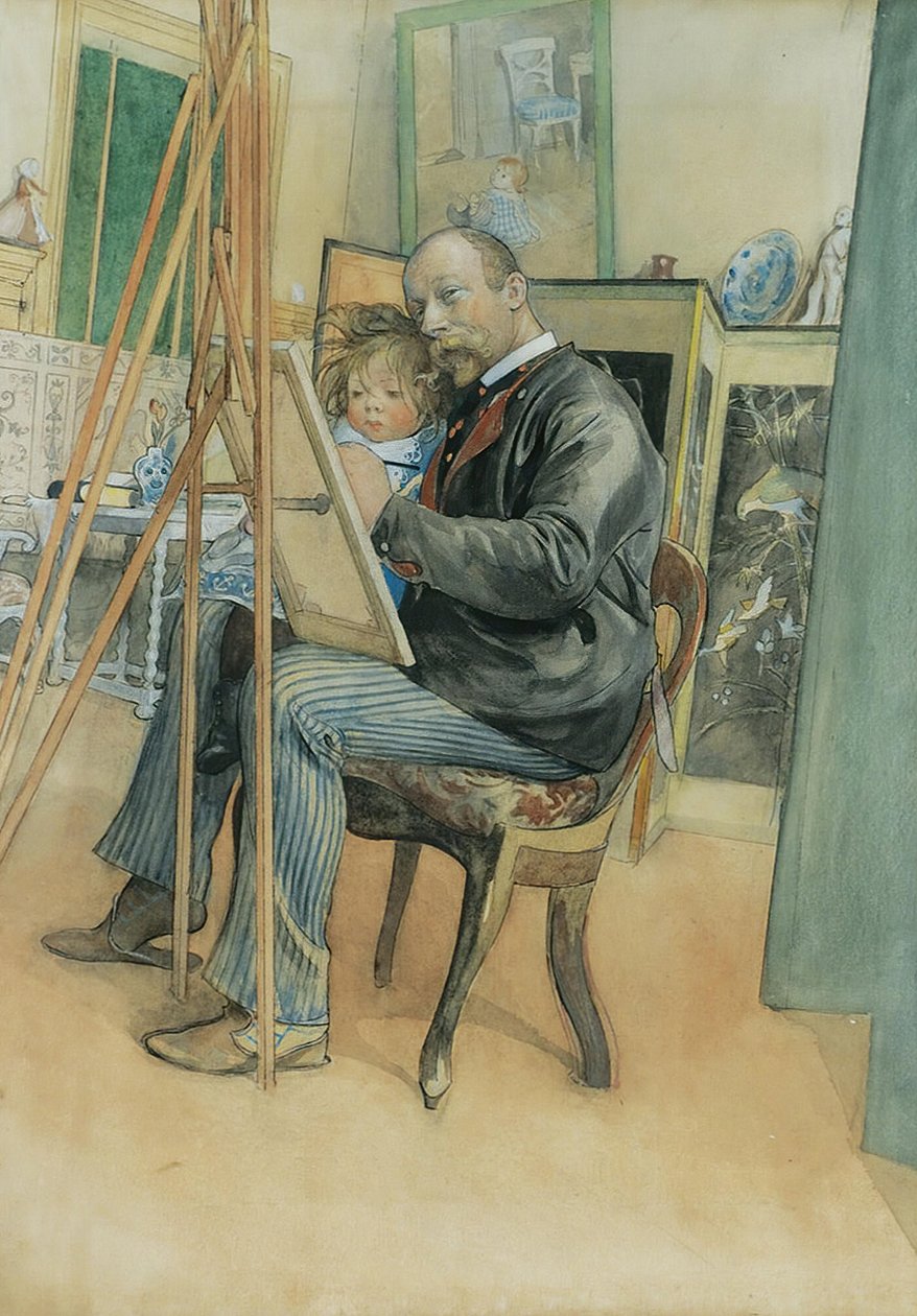 Brita ile Ayna Görüntüsü by Carl Larsson
