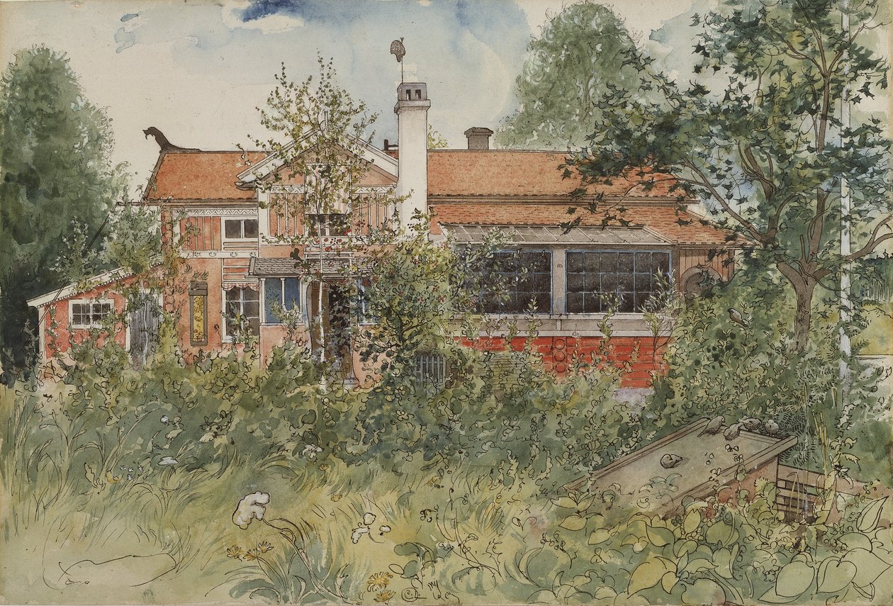 The Cottage, A Home serisinden, c.1895 (kağıt üzerinde wc) by Carl Larsson