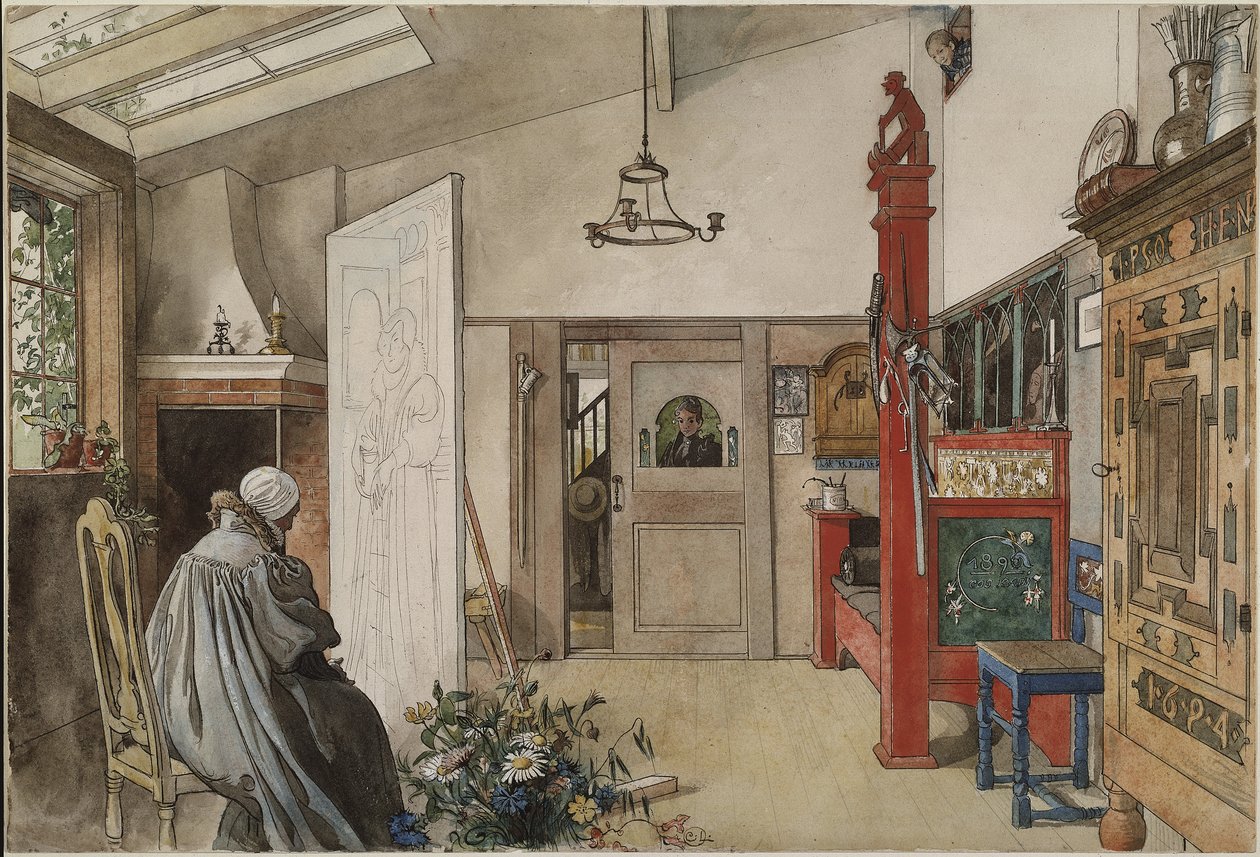 Stüdyo, A Home serisinden, c.1895 (kağıt üzerinde wc) by Carl Larsson