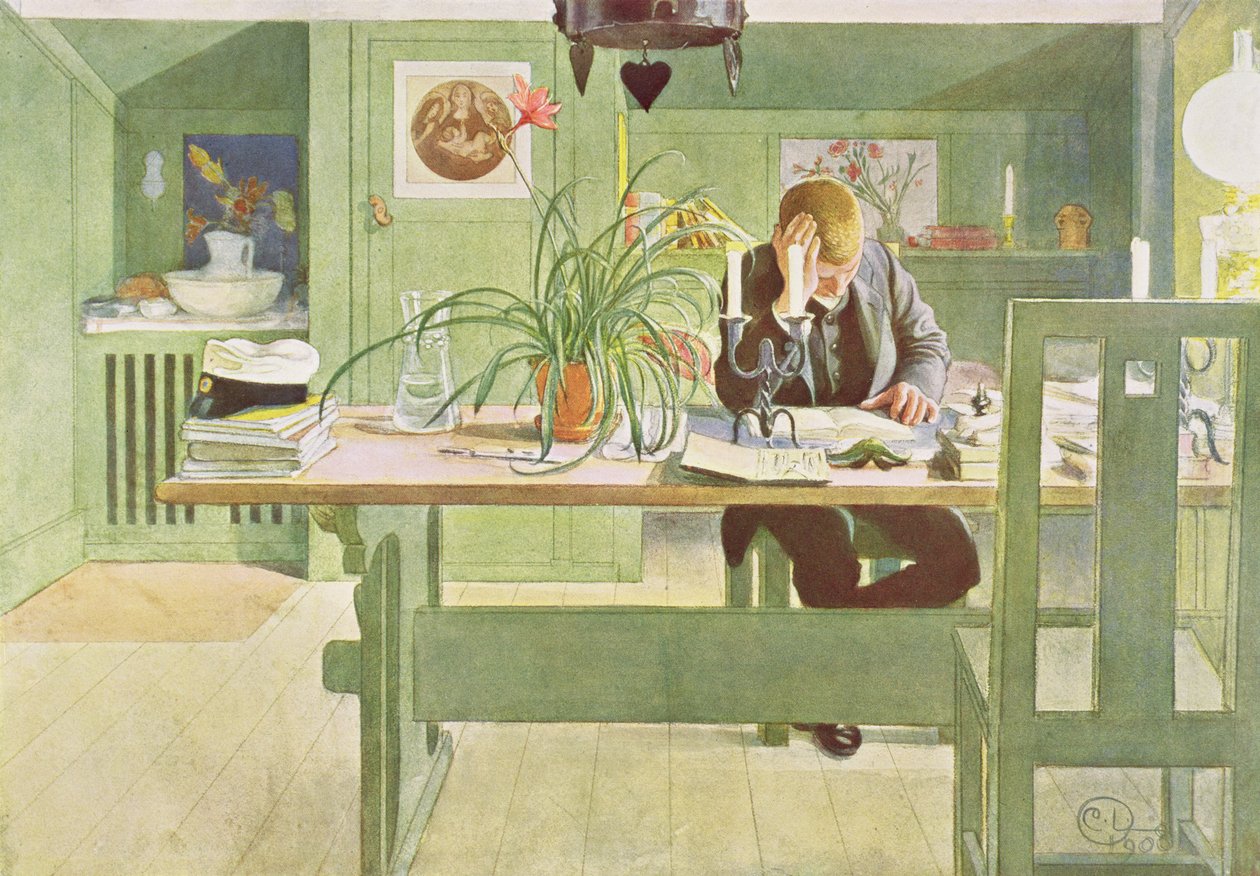 Çalışma Odası, pub. 'Son Licht Hinin'de ('Daha Fazla Işığı Bırakın'), 1908 by Carl Larsson