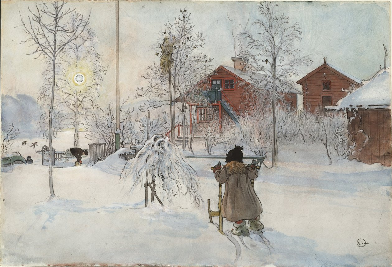 The Yard and Wash-House, A Home serisinden, c.1895 (kağıt üzerinde wc) by Carl Larsson