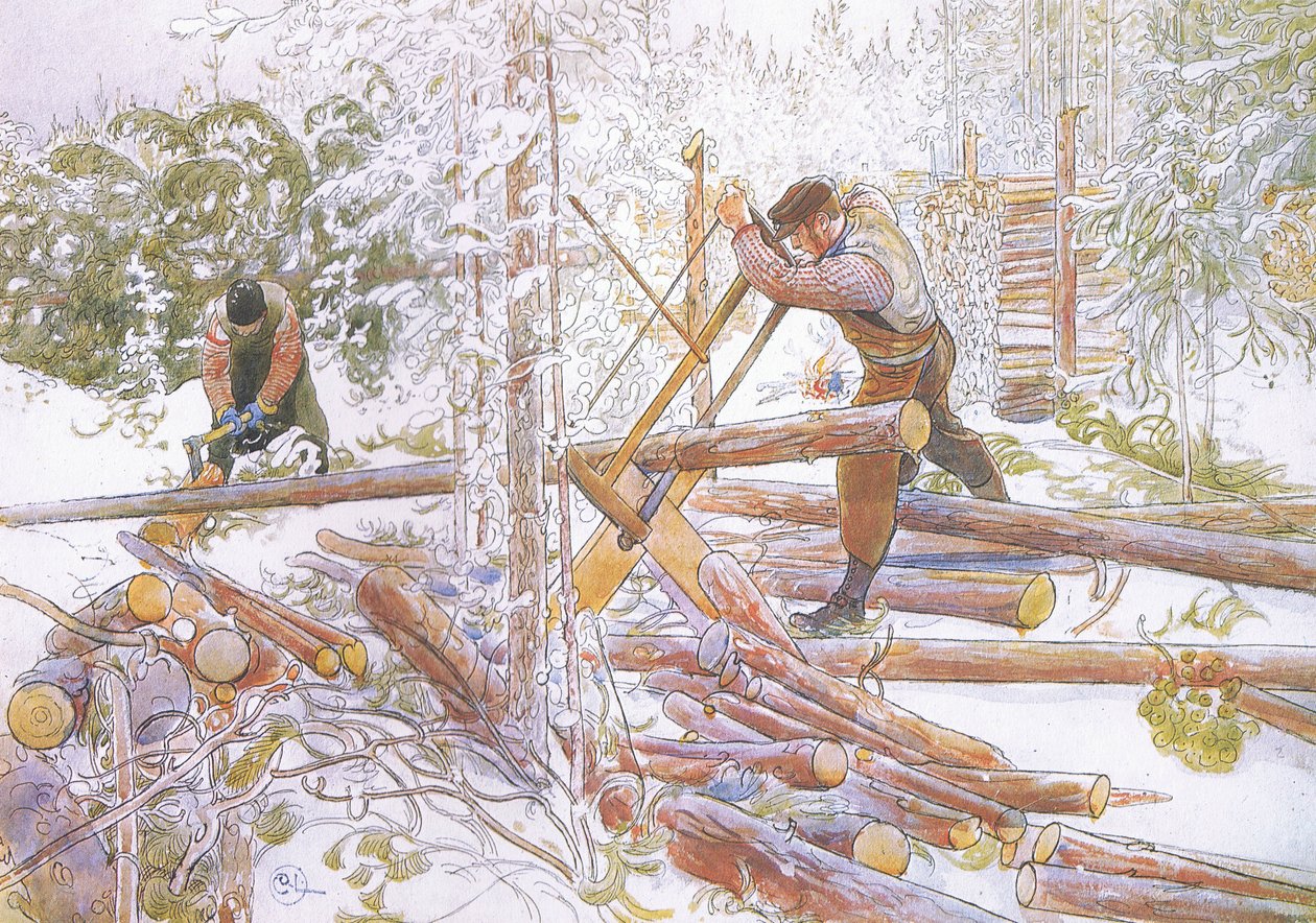 Daha sonra tek tip uzunluklarda kesildiler. by Carl Larsson