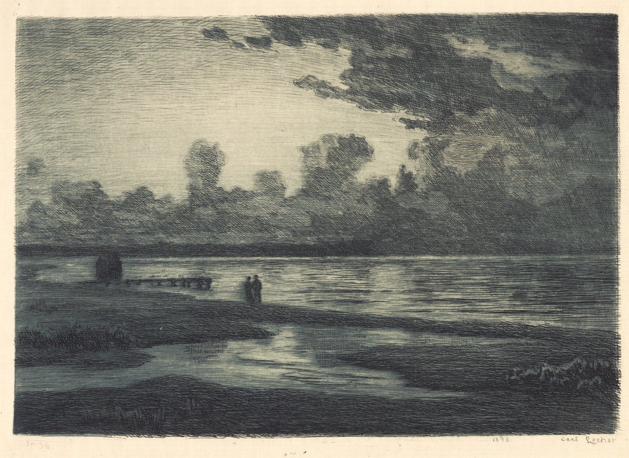 Hornbæk plajında ​​yaz gecesi by Carl Locher
