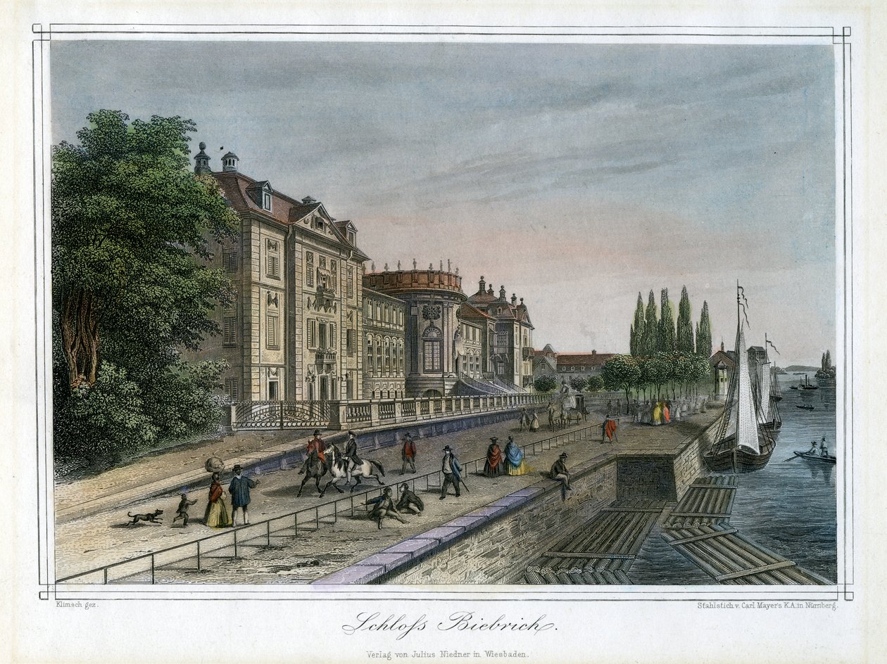Biebrich Sarayı, Wiesbaden, Almanya, c1820 by Carl Mayer