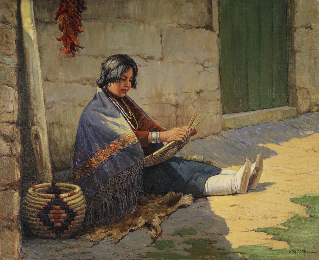 Hopi sepetçisi (tuval üzerine yağlı boya) by Carl Moon